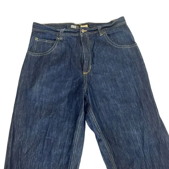 Men's 38 South Pole Denim Y2K Wide Leg Baggy Hip Hop Skater Jeans RN 82628